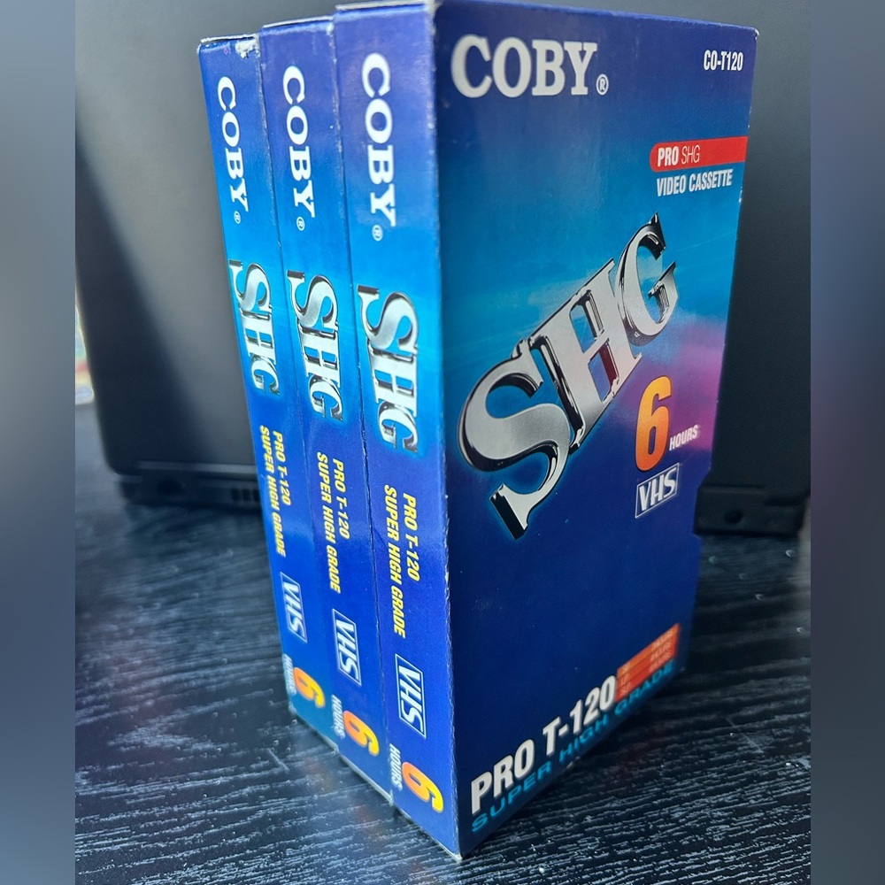Coby Pro SHG VHS video cassette, blank tapes bundle of 3.